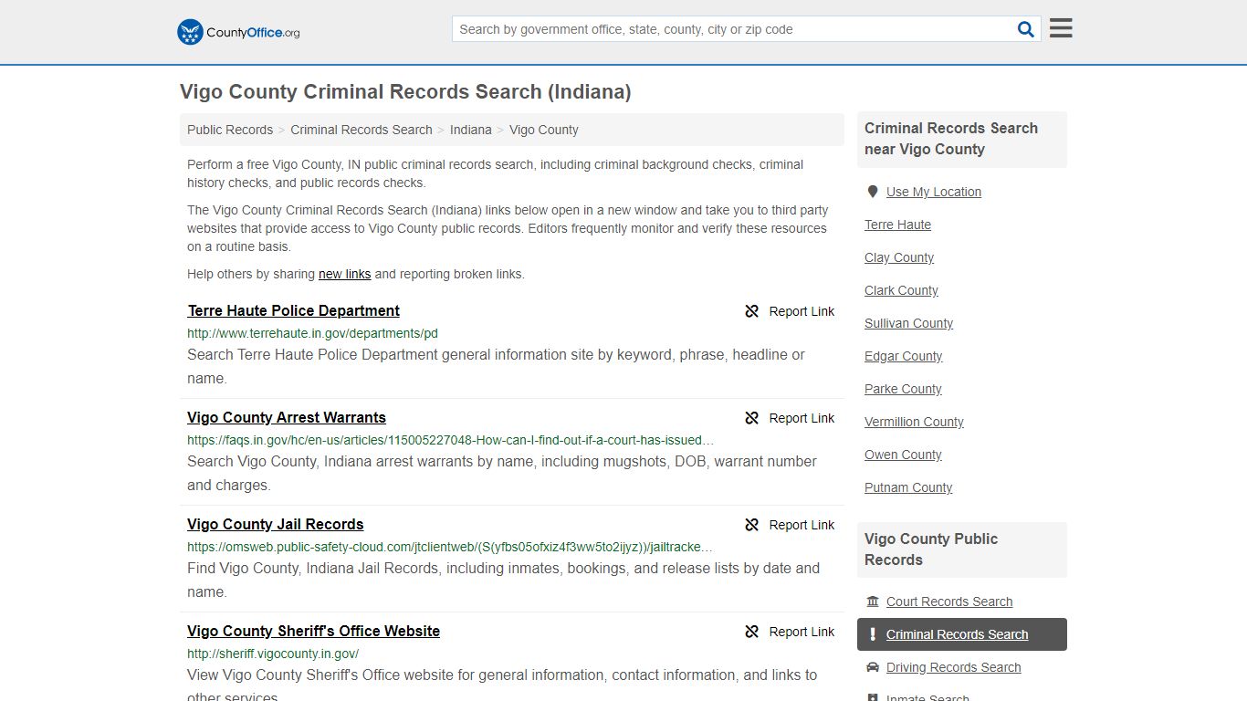 Criminal Records Search - Vigo County, IN (Arrests, Jails ...